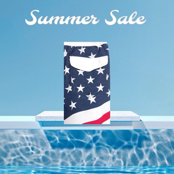 Hurley Swin Board Shorts M Red White And Blue Stars Stripes - Picture 10 of 16